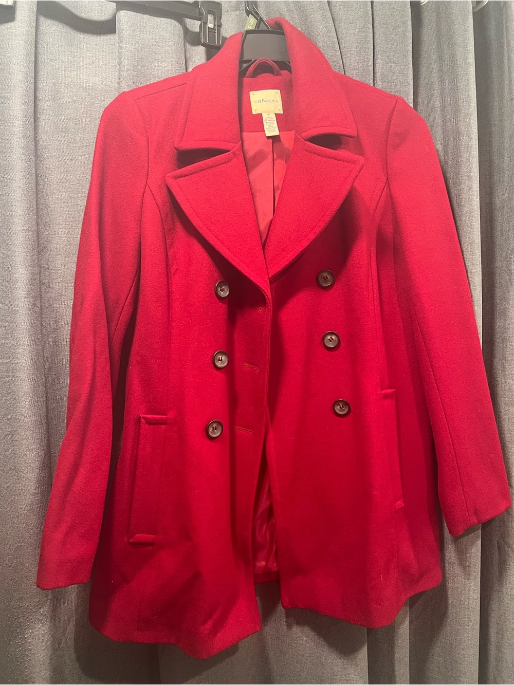 GAP Red Double-Breasted Wool Blend Peacoat